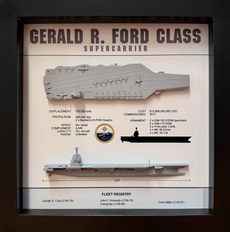 Gerald Module Range Gerald R Ford Class Display Shadow Box, CVN-78, 9