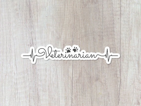 Durable & Glossy Veterinarian Water Bottle Sticker, Waterproof, Medical, Heartbeat, Veterinary Care