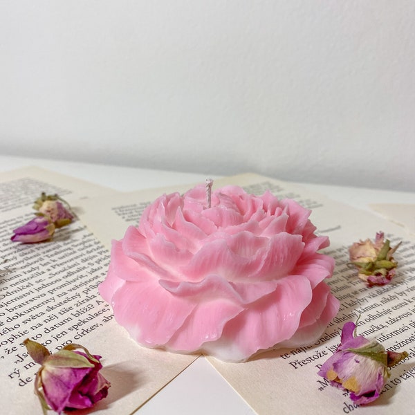 Peony Candle I Flower Candle I Bicolor Candle I Peony Candle with Icing I Blossom Candle I Handmade I Shaped Candle I Sculptural Candle Soy