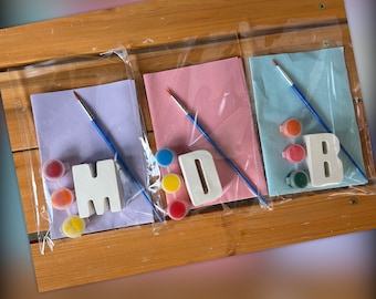 Paint your own initial, plaster letters, party bags, party favours for kids