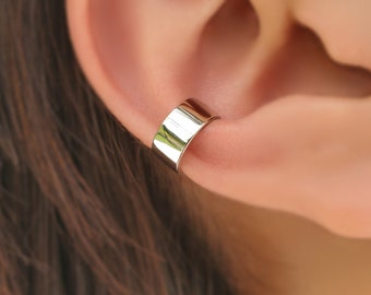 Ear cuffs gruesos - Pendientes cuff - Pendientes sin piercing - Pendientes de cartílago - Pendientes cuff de plata - Pendientes negros - Pendientes gruesos