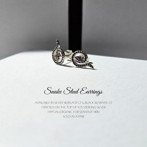 Snake earrings - Snake stud earrings - Minimalist earrings - Tiny stud earrings - Black stud earrings - Silver earrings