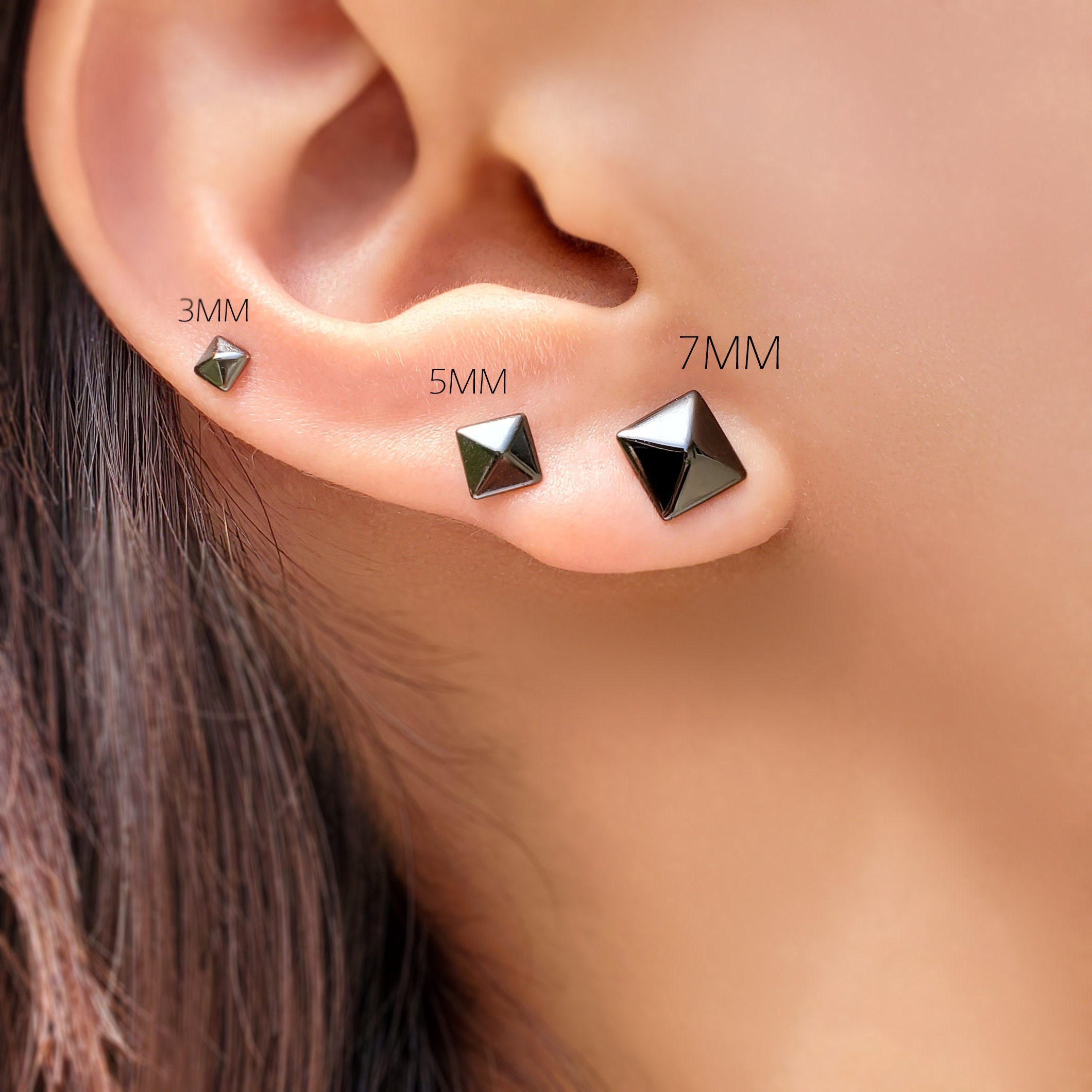 Pyramid Stud Earring - Etsy