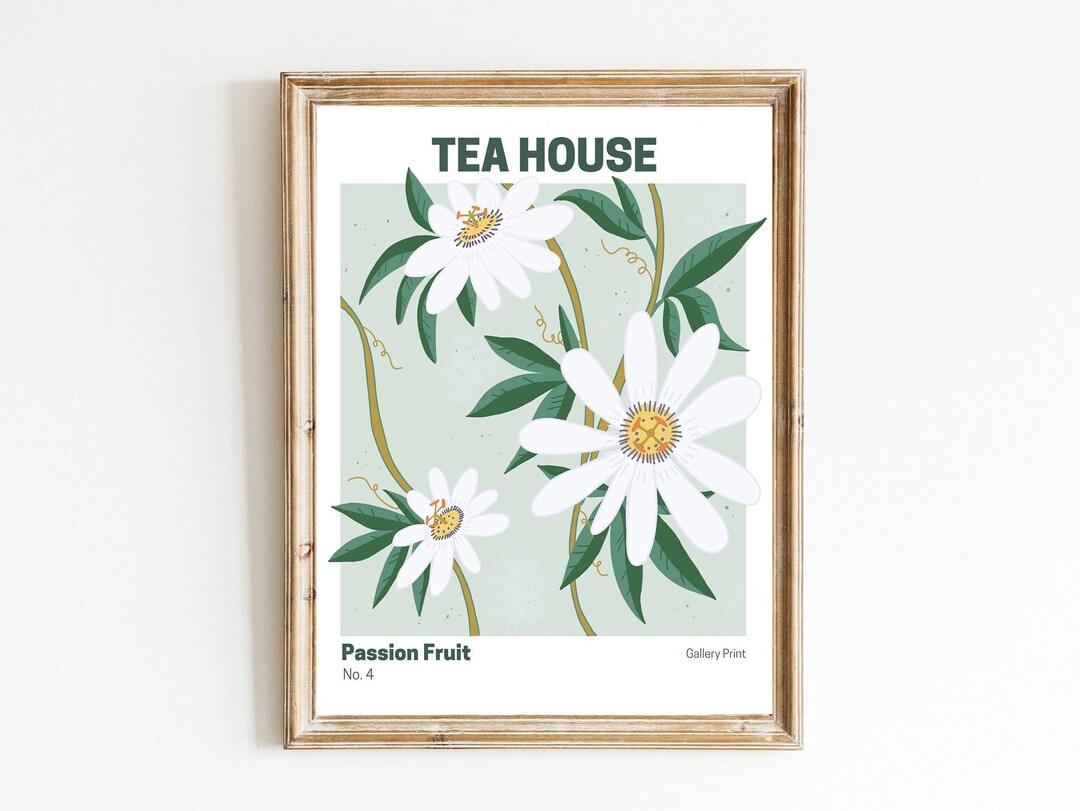 Passion Fruit Flower Tea Art Floral Art Tea Lover Gift Tea Etsy