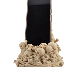 Skull Phone Holder 3d printed Bone Cell Phone Stand Gothic Horror Desk Organizer