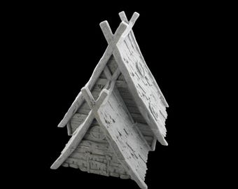 Terreno de casa de arquitectura vikinga: 15 mm, 20 mm, 28 mm, 32 mm Modelo de Wargaming