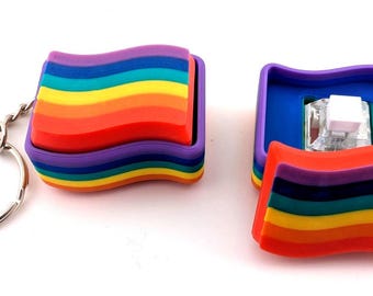 Pride Regenbogen Flat Fidget Clicker Schlüsselbund