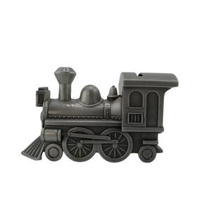 Vintage Pewter Locomotive Coin Bank Steam Engine Train Money Box Collectible