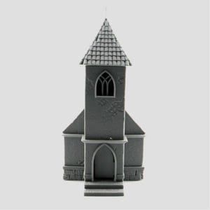 Gothic Church Miniature Terrain Model, gray, size 28–32mm, removable parts