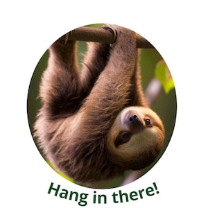 Sloth &quot;Hang In There&quot; Sticker: Retro Style Vinyl Decal