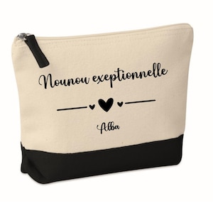 Pochette de Maquillage, Trousse de Toilette personnalisée 5 Coloris 20x15x5cm, Cadeau, noël, Femme, Anniversaire, Mariage, Nounou