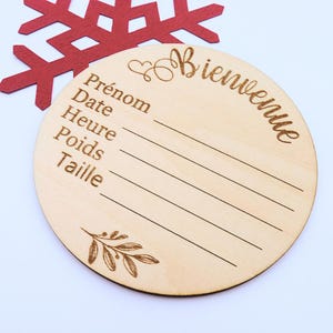Carte, plaque de naissance à compléter en bois gravé, carte étape, bienvenue bébé, cadeau de naissance, souvenir de naissance, baptême