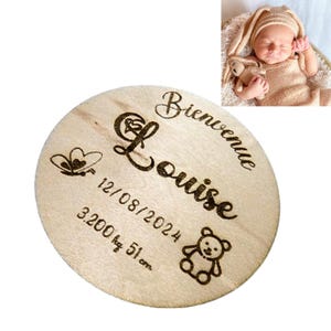 Carte, plaque de naissance bébé en bois personnalisable, personnalisée, carte étape, bienvenue bébé, cadeau souvenirs de naissance, bébé