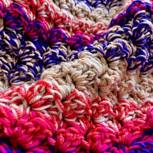 Hand Crocheted Blanket | Pink and Purple crochet blanket | Baby Blanket | Lap Blanket | Small Blanket | Soft Comforter | Snuggly, Colourful