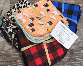 Wash Cloths - Sustainable, zero waste, flannel, reusable facecloths, cotton