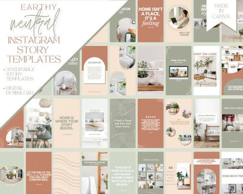 Earthy Neutral Instagram Story Templates-editable in Canva ...