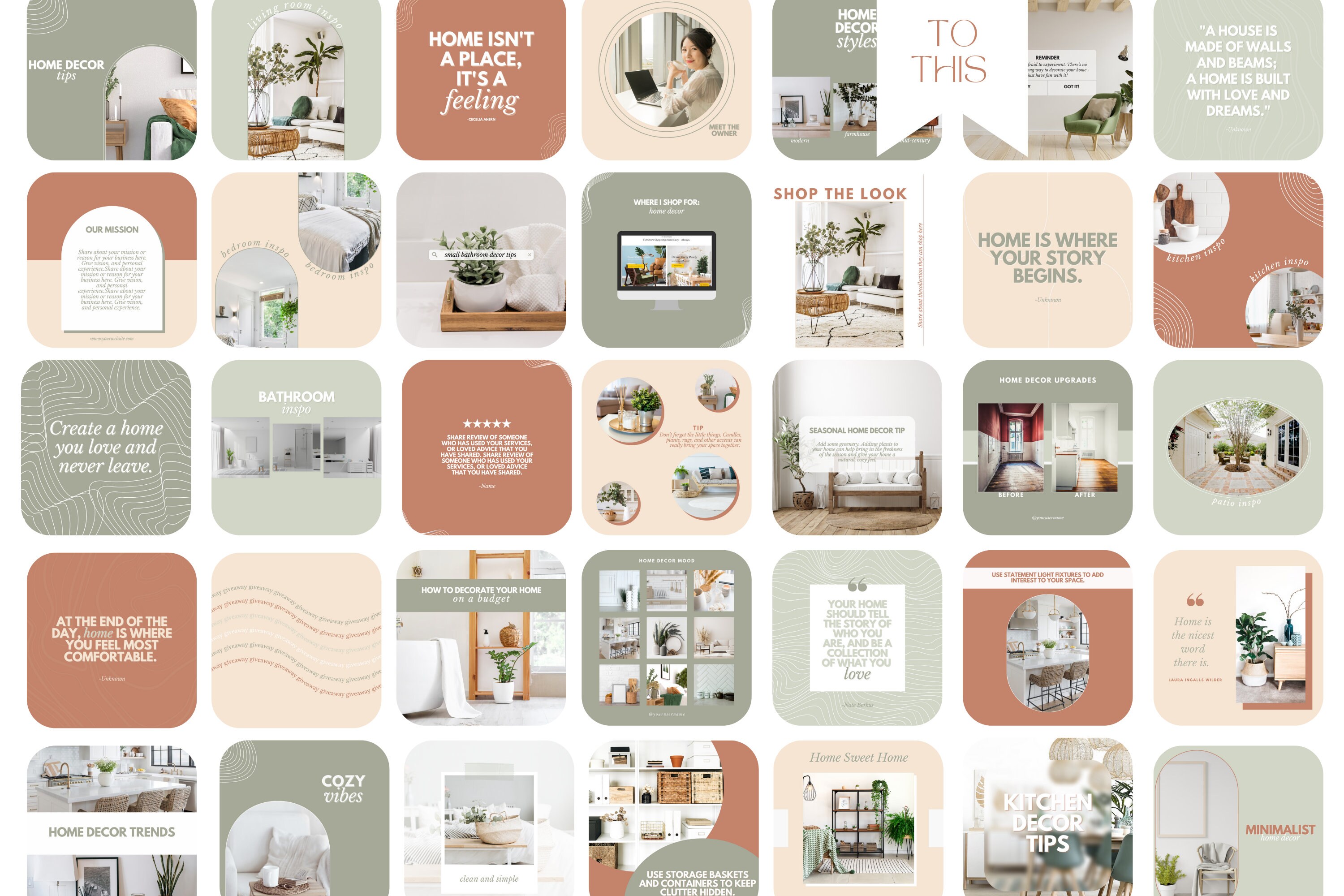 Earthy Neutral Instagram Templates-editable in Canva-aesthetically ...