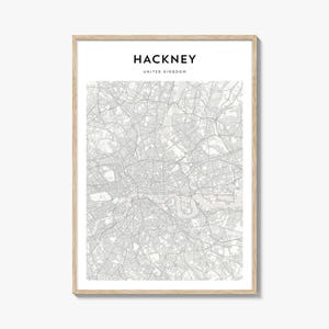 Hackney Map Poster, Hackney Map Print, Hackney Travel Wall Art, Hackney Personalized Map, United Kingdom