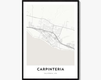 Carpinteria Map Poster, Minimalist City Print, California Wall Art