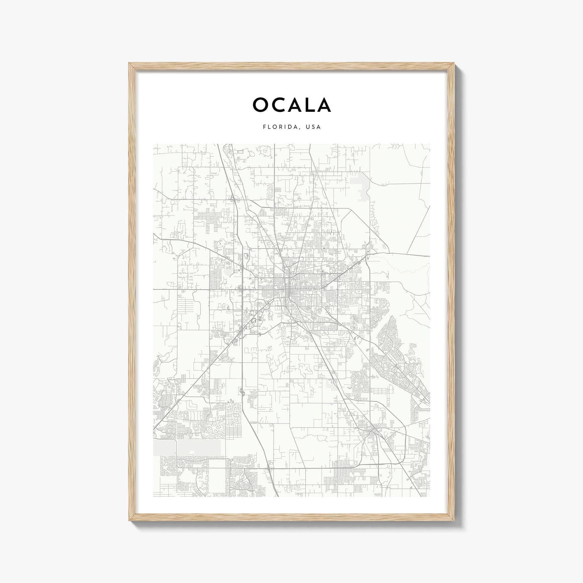 オカラの地図プリント、フロリダのポスター、アメリカの壁アート