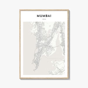 Mumbai Map Poster, Mumbai Map Print, Mumbai Travel Wall Art, Mumbai Personalized Map, India