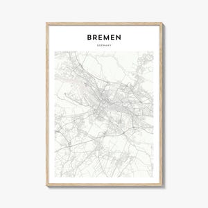 Bremen Map Poster, Bremen Map Print, Bremen Travel Wall Art, Bremen Personalized Map, Germany