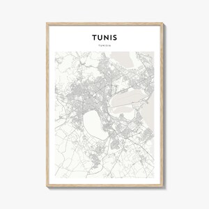 Tunis Karte Poster, Tunis Karte Druck, Tunis Reisewandkunst, Tunis personalisierte Karte, Tunesien