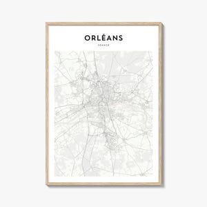 Orléans Karte Poster, Orléans Karte Druck, Orléans Reisewandkunst, Orléans personalisierte Karte, Frankreich