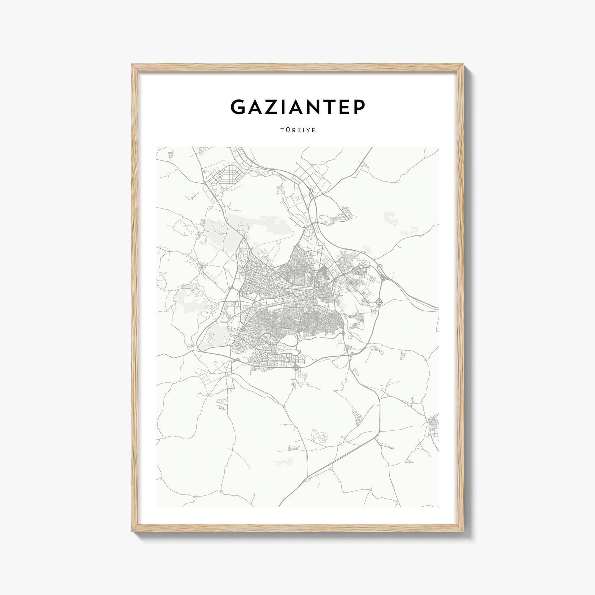Gaziantep Map Poster, Gaziantep Map Print, Gaziantep Travel Wall Art, Gaziantep Personalized Map, Turkey