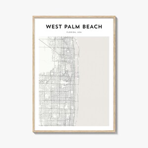 Affiche de carte de West Palm Beach, impression de carte de West Palm Beach, art mural voyage de West Palm Beach, carte personnalisée de West Palm Beach, Floride