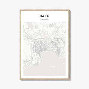 Baku Map Poster, Baku Map Print, Baku Travel Wall Art, Baku Personalized Map, Azerbaijan