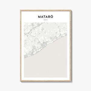 Mataro Karte Poster, Mataro Karte Druck, Mataro Reisewandkunst, Mataro personalisierte Karte, Spanien