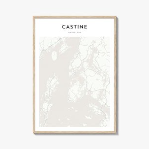 Póster con mapa de Castine, impresión de mapa de Castine, arte mural de viaje de Castine, mapa personalizado de Castine, Maine
