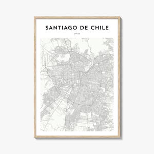 Santiago de Chile Karte Poster, Santiago de Chile Karte Druck, Santiago de Chile Reisewandkunst, Santiago de Chile personalisierte Karte, Chile