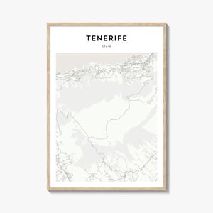 Teneriffa Karte Poster, Teneriffa Karte Druck, Teneriffa Reisewandkunst, Teneriffa Karte, Spanien