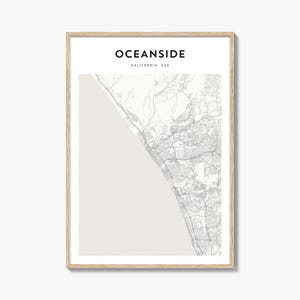 Oceanside Map Poster, Oceanside Map Print, Oceanside Travel Wall Art, Oceanside Personalized Map, California
