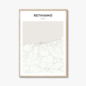 Rethymno Karte Poster, Rethymno Karte Druck, Rethymno Reise Wandkunst, Rethymno personalisierte Karte, Griechenland