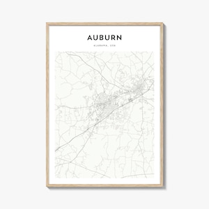 Auburn Alabama Map Poster, Auburn Map Print, Auburn Travel Wall Art, Auburn Personalized Map,