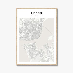 Lisbon Map Poster, Lisbon Map Print, Lisbon Travel Wall Art, Lisbon Personalized Map, Portugal