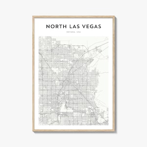 Affiche de carte de North Las Vegas, impression de carte de North Las Vegas, art mural voyage North Las Vegas, carte personnalisée de North Las Vegas, Nevada