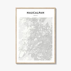 Naucalpan kaartposter, Naucalpan kaart afdrukken, Naucalpan reizen kunst aan de muur, Naucalpan gepersonaliseerde kaart, Mexico