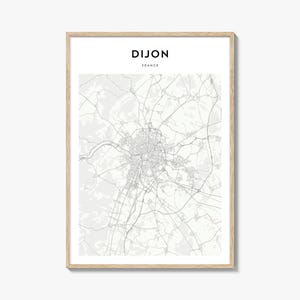 Dijon-Karte Poster, Dijon-Karte drucken, Dijon-Reisewandkunst, personalisierte Dijon-Karte, Frankreich