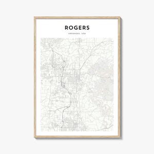 Rogers Map Poster, Rogers Map Print, Rogers Travel Wall Art, Rogers Personalized Map, Arkansas