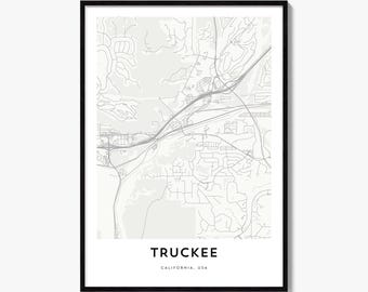 Truckee Map Poster, Minimalist City Print, California Wall Art