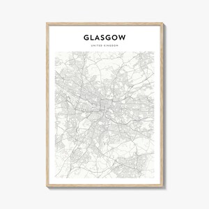 Glasgow Karte Poster, Glasgow Karte Druck, Glasgow Reisewandkunst, Glasgow personalisierte Karte, Vereinigtes Königreich
