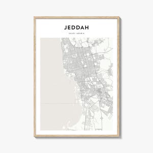 Cartaz do mapa de Jeddah, impressão do mapa de Jeddah, arte de parede de viagem de Jeddah, mapa personalizado de Jeddah, Arábia Saudita