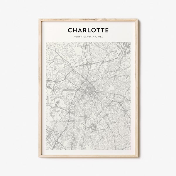 Charlotte Map Poster, Charlotte Map Print, Charlotte Personalized Map Art, Charlotte Wall Art, Charlotte Travel Poster, Travel Gift
