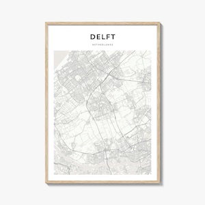 Delft Karte Poster, Delft Karte Drucken, Delft Reisewandkunst, Delft personalisierte Karte, Niederlande