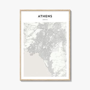 Athens Greece Map Poster, Athens Map Print, Athens Travel Wall Art, Athens Personalized Map,