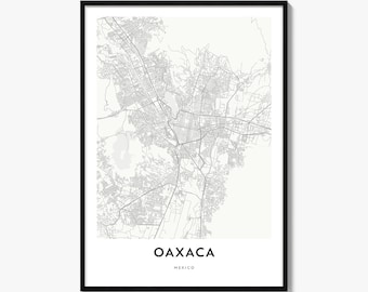 Oaxaca Map Poster, Minimalist City Print, Street Wall Art, Travel Decor